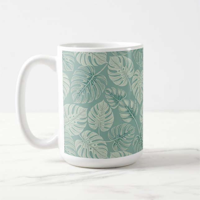 Caneca De Café Elegant Exotic Painted Monsteras (Esquerda)