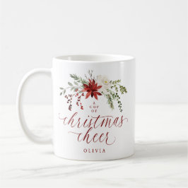 Caneca De Café Elegant Floral Watercolor Greenery Christmas