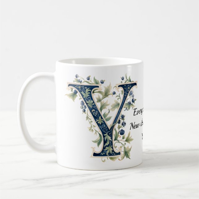Caneca De Café Elegant Floral Y Monogram Coffee Mug (Esquerda)