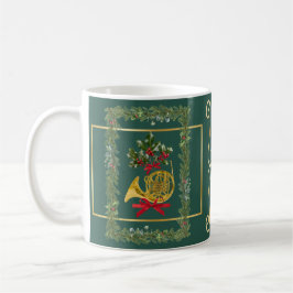 Caneca De Café Elegant French Horn Christmas Dark Green