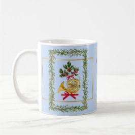 Caneca De Café Elegant French Horn Christmas Light Blue