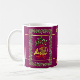 Caneca De Café Elegant French Horn Christmas Purple
