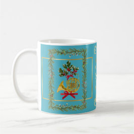 Caneca De Café Elegant French Horn Christmas Turquoise