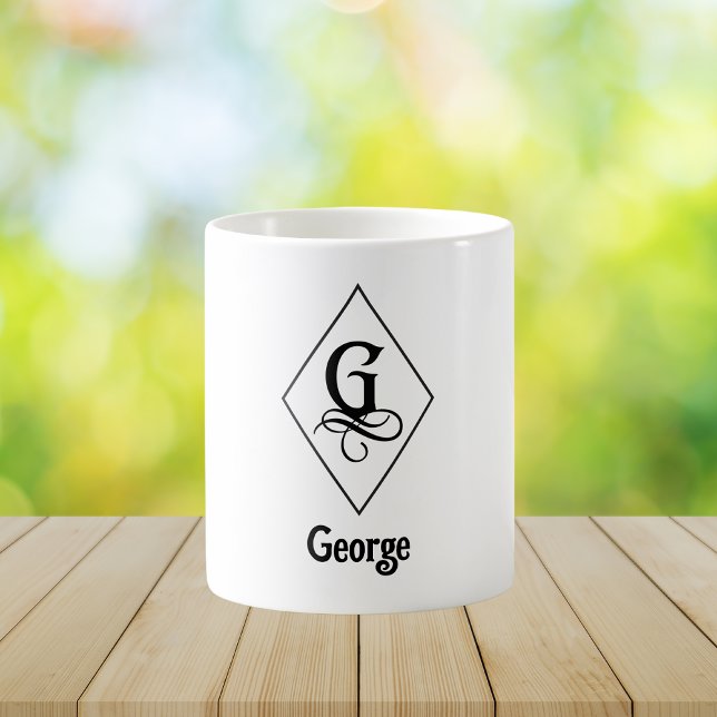 Caneca De Café Elegant Geometric Initial Monogram G (Criador carregado)