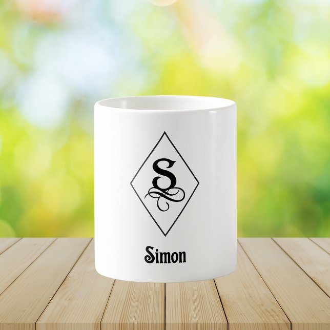 Caneca De Café Elegant Geometric Initial Monogram S (Criador carregado)