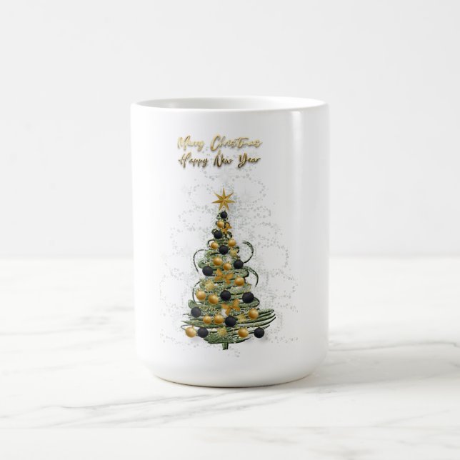 Caneca De Café Elegant Gold Christmas tree ,coffee mug  (Centro)