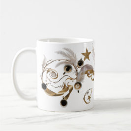 Caneca De Café Elegant Golden Feather Swirl Coffee Art Classic