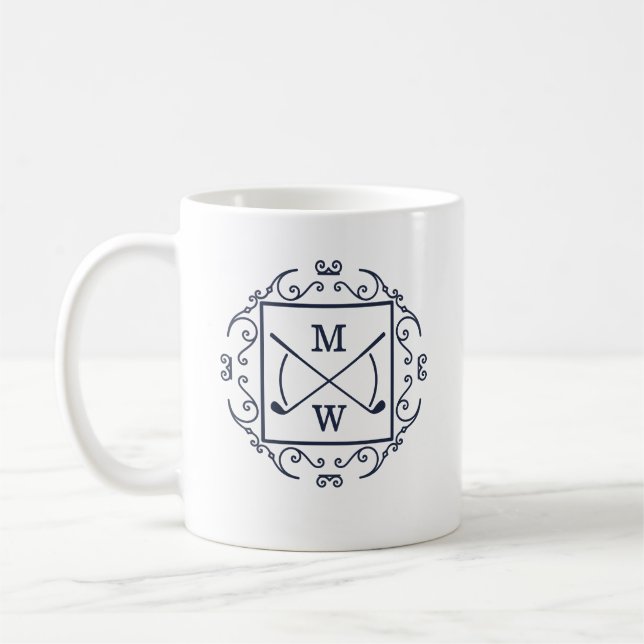 Caneca De Café Elegant Golf Clubs Monogram (Esquerda)