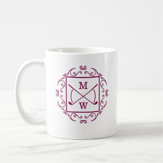 Caneca De Café Elegant Golf Clubs Monogram