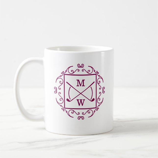 Caneca De Café Elegant Golf Clubs Monogram (Esquerda)