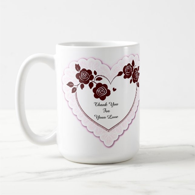 Caneca De Café Elegant Heart Card With Red Roses (Esquerda)
