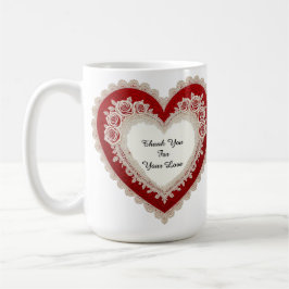 Caneca De Café Elegant Heart Card With Red Roses