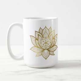 Caneca De Café Elegant Lotus Mandala - Gold Line Art Spiritual