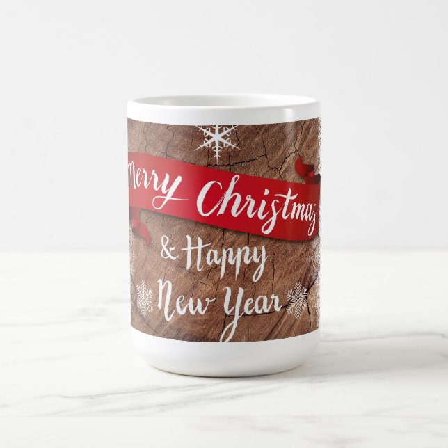 Caneca De Café Elegant Merry Christmas Script White Snowflakes (Centro)