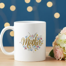 Caneca De Café Elegant Mother Floral Script Coffee Mug