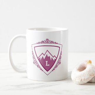 Caneca De Café Elegant Mountain Crest Monogram