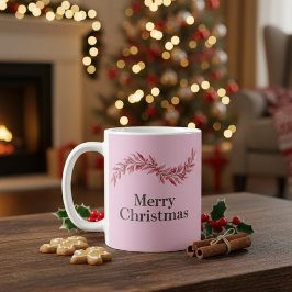 Caneca De Café Elegant Pink Merry Christmas Mug – Floral Holiday