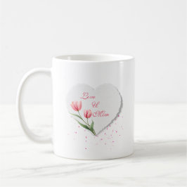 Caneca De Café Elegant Pink Tulips & Paper Heart Mother's Day