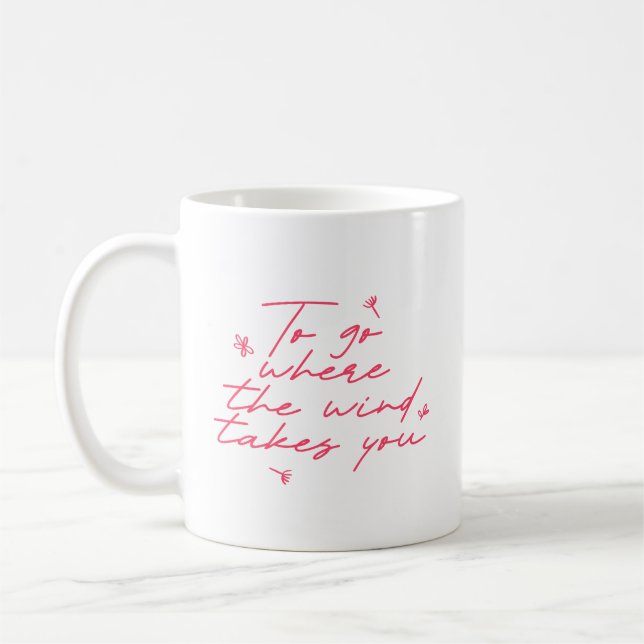 Caneca De Café Elegant Quote Pink White Embrace Life Reminder (Esquerda)