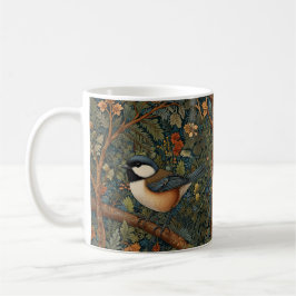 Caneca De Café Elegant Retro Art Nouveau woodland bird