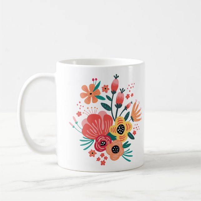 Caneca De Café Elegant Rose Floral Pattern Art (Esquerda)
