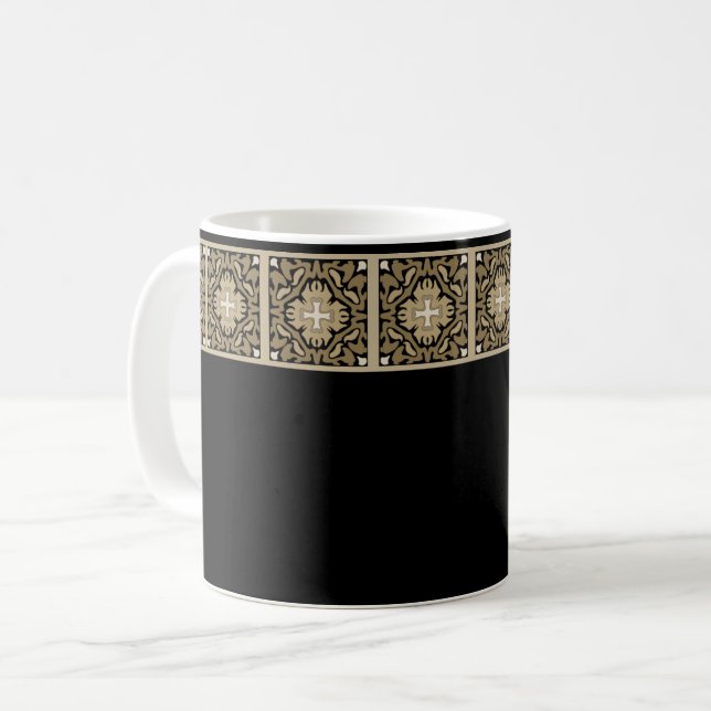 Caneca De Café Elegant Sepia Spanish Tile (Frente Esquerda)