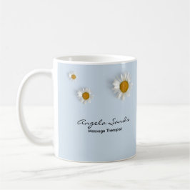 Caneca De Café Elegant white daisies blue