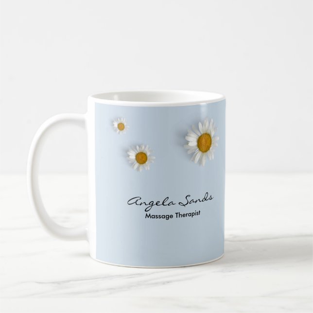 Caneca De Café Elegant white daisies blue (Esquerda)