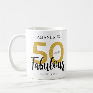Caneca De Café Elegante 50º Aniversário 50 e Fab Personalizado