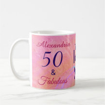 Elegante 50 e Fabuloso Pink Watercolor Personaliza