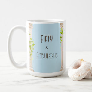 Caneca De Café Elegante 50 Fabuloso Tema Grego de Aniversário Azu