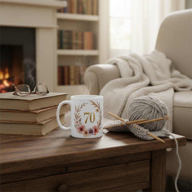 Caneca De Café Elegante 70 Birthday Mug para a vovó - Boho Chic (Criador carregado)