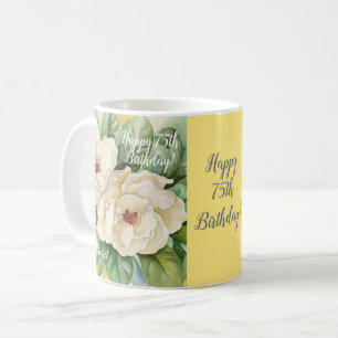 Caneca De Café Elegante 75. º aniversário Yellow Floral Magnoli
