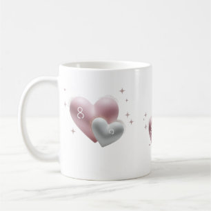 Caneca De Café Elegante 8º Aniversário Big Little Hearts Clássico