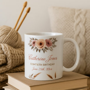 Caneca De Café Elegante 80 Birthday Mug para a vovó - Boho Chic