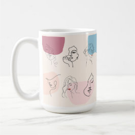 Caneca De Café Elegante Abstrato Woman Line Art Mug