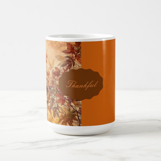 Caneca De Café Elegante,Ação de Graças, Folhas de Outono,Rústico (Centro)
