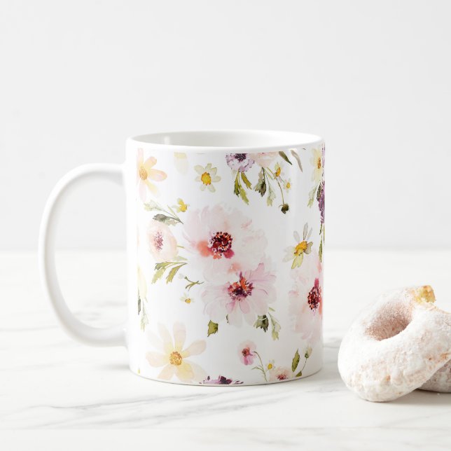 Caneca de Café Elegante – Aquarela (Com Donut)