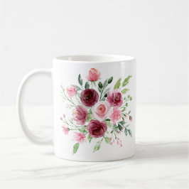 Caneca De Café Elegante Aquarela Rosa Mug