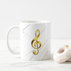 Caneca De Café Elegante Arte Doméstica em Ouro comClave de Sol