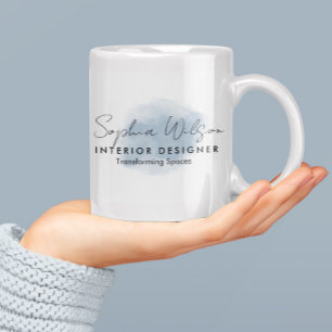 Caneca De Café Elegante Assinatura em Aquarela para Negócios Prof
