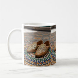Caneca De Café Elegante Babouche Marroquina e Arte em Mosaico Zel