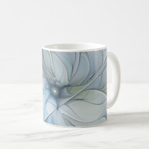 Caneca De Café Elegante Beleza Arte Fractal Abstrata Moderna Flor