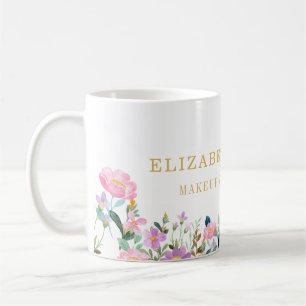 Caneca De Café Elegante Beleza Floral Listrada Artista Cabelo e M