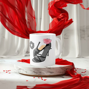 Caneca De Café Elegante Black Heels & Carnação Art - Classy Femin