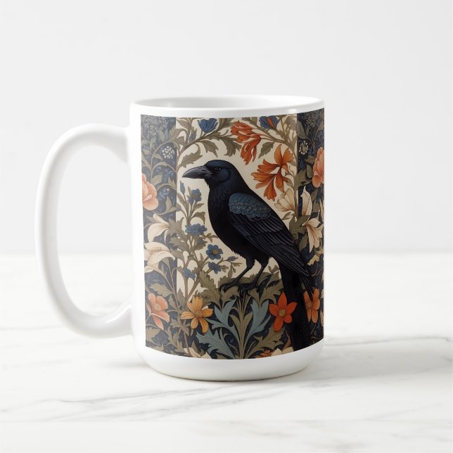 Caneca De Café Elegante Black Raven William Morris Inspirou Flora (Esquerda)