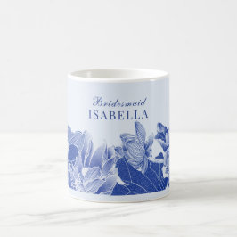 Caneca De Café Elegante Blue Lotus Floral Weding Bridesmaid