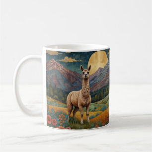Caneca De Café Elegante boho lama alpaca paisagem de vintage