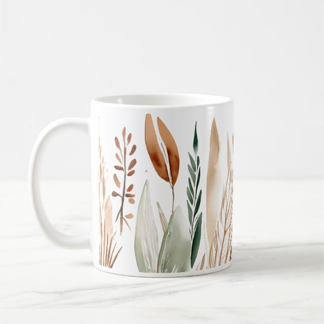 Caneca De Café Elegante Botânica Terthy Tones Boho (Esquerda)