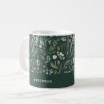 Caneca De Café elegante botânico mínimo do Natal verde<br><div class="desc">Folhagem mínima moderna,  guião verde de Natal,  molho de presente personalizado de Natal. A mão pintada de eucalipto,  folhagem mínima e coroa rattan moderna dão a este cartão de feriado uma sensação luxuosa. Em verdes clássicos,  castanhos,  pretos e cinzentos.</div>